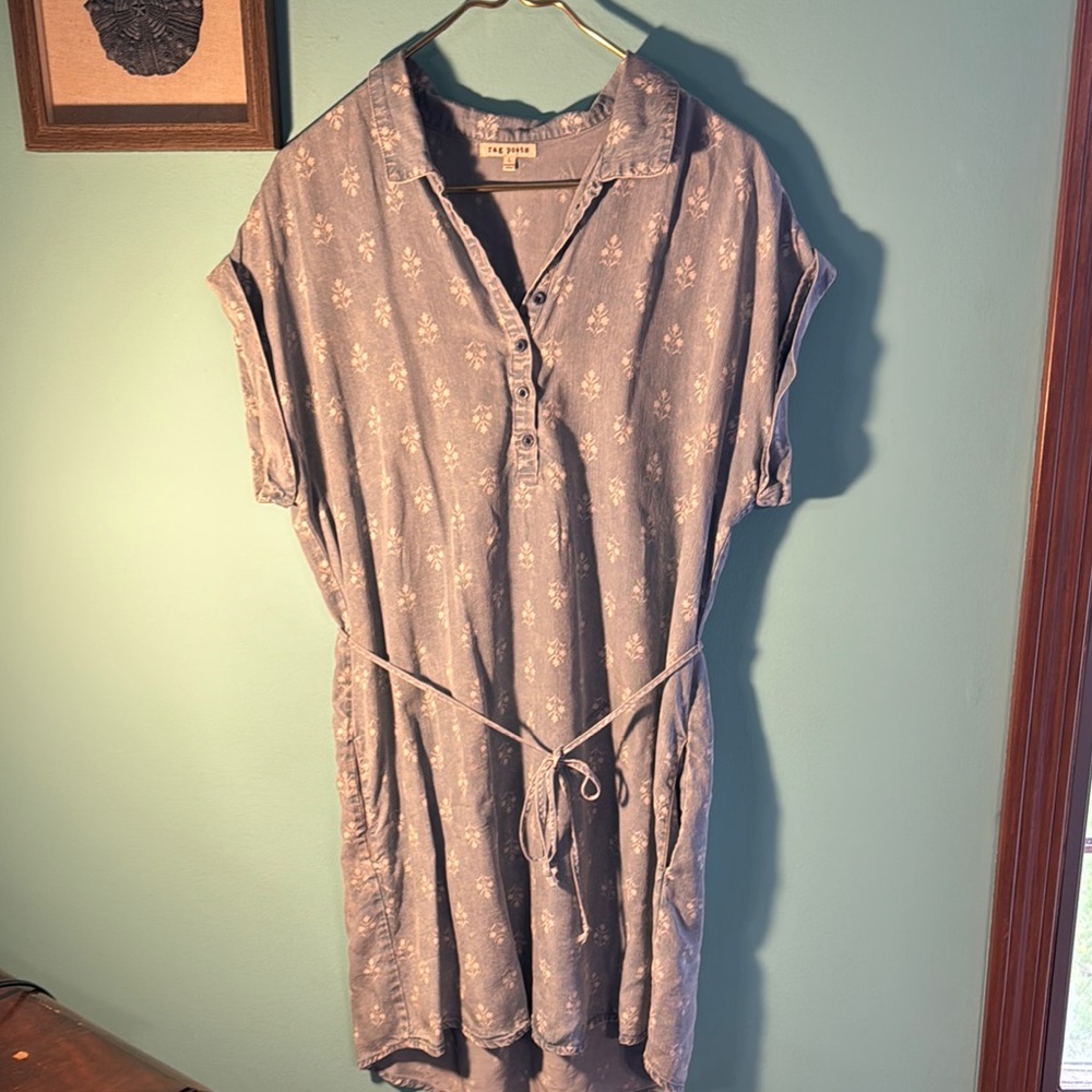 Large Rag poets Floral Button-Up Shirt Dress with Belt